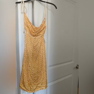 free people adjustable strap dress in yellow / size medium / brand new with tag